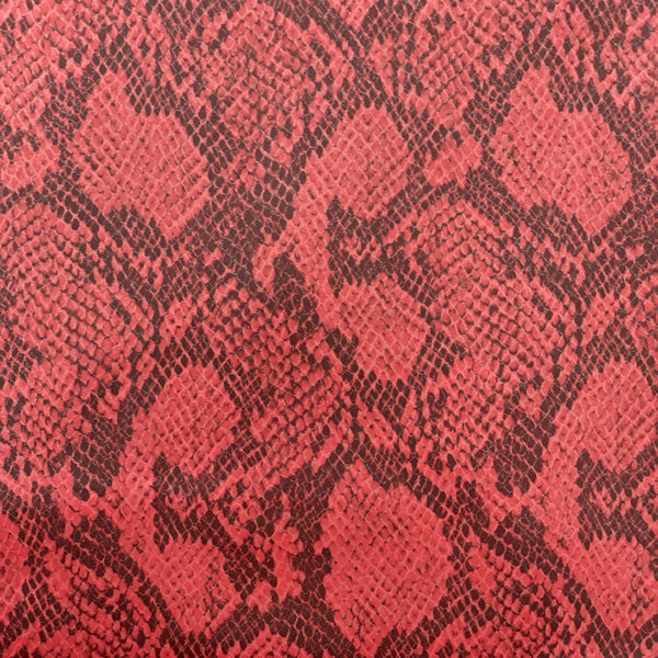 Red Piuma Snake Skin Vinyl Fabric