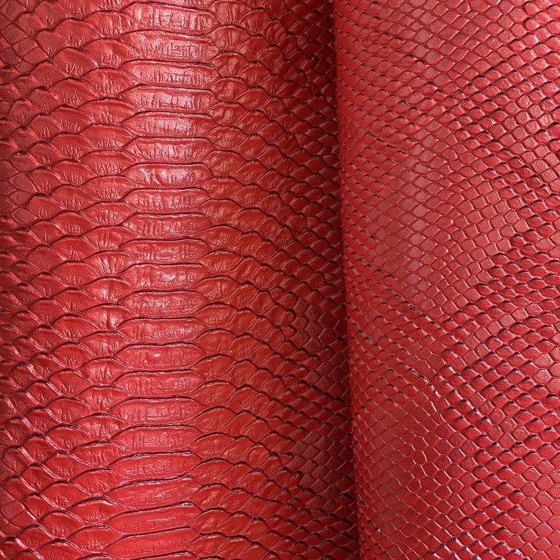 Red Faux Viper Sopythana Snake Skin Vinyl Fabric