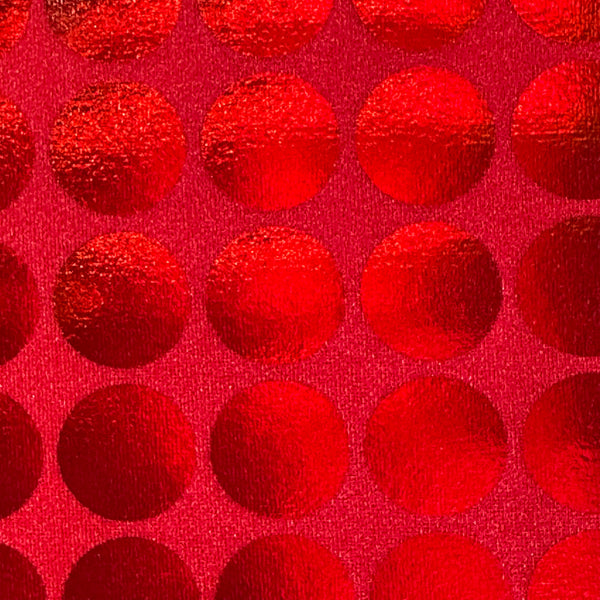 Reflection Circle Foil 4-Way Stretch Fabric | Spandex Palace Red