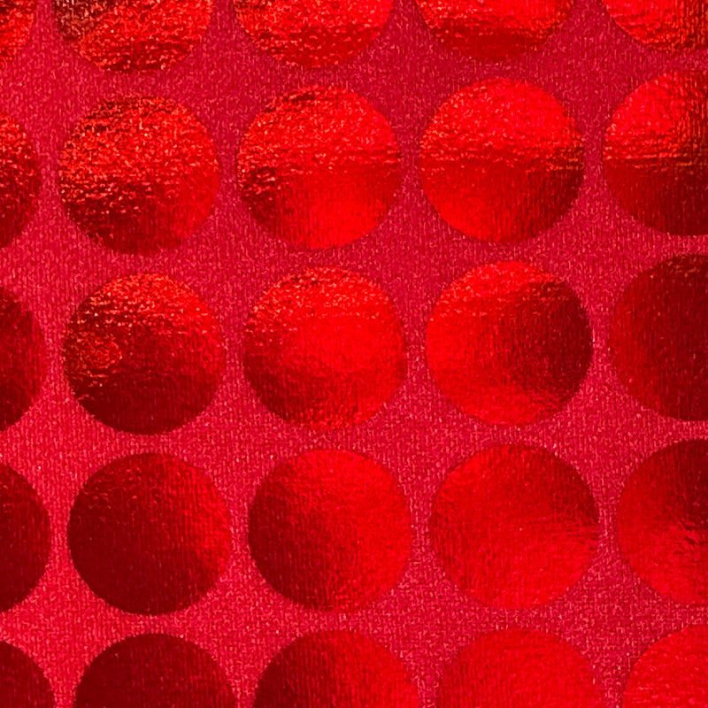Reflection Circle Foil 4-Way Stretch Fabric | Spandex Palace Red