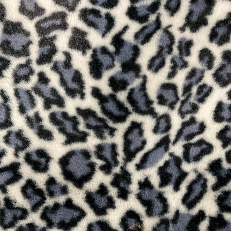 Ice Gray Minky Leopard Faux Fur Fabric