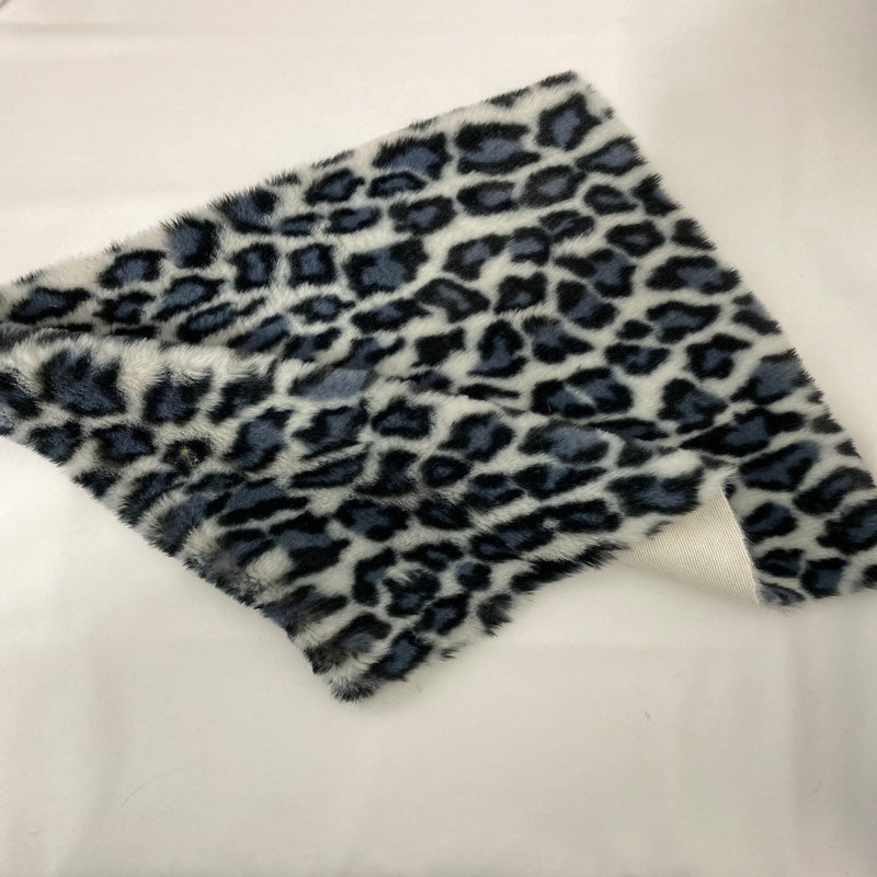 Ice Gray Minky Leopard Faux Fur Fabric