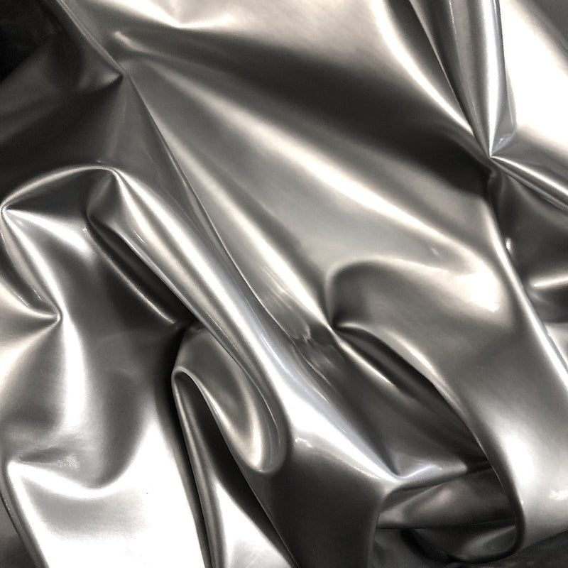 Silver Liquid Shiny Vinyl Spandex Fabric