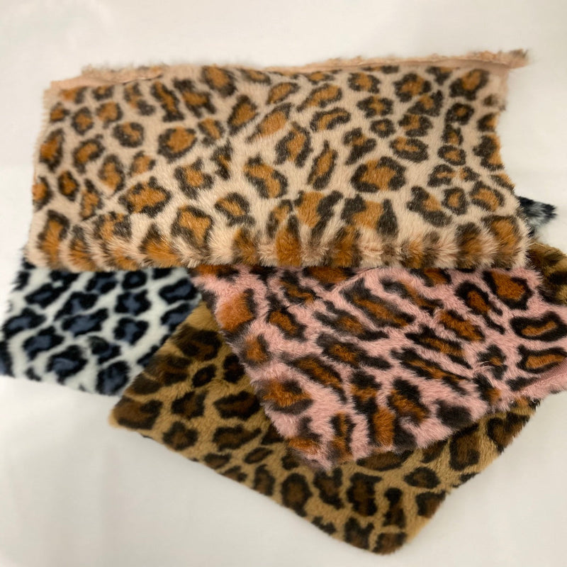 Ice Gray Minky Leopard Faux Fur Fabric