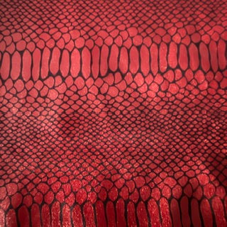 Fever Snake Foil Stretch Nylon Spandex Fabric | Spandex Palace Black Red