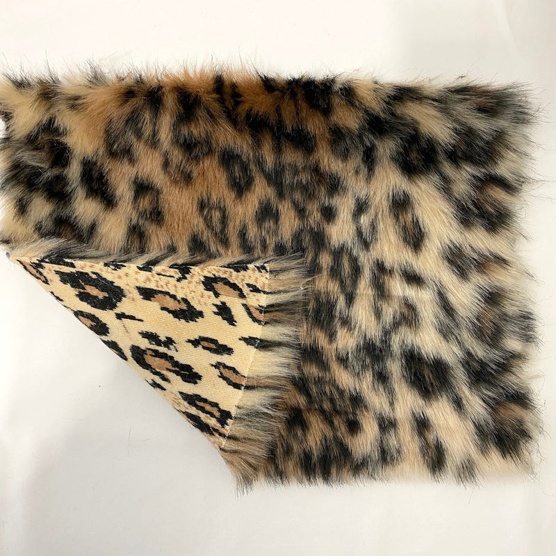 Mocha Brown Leopard Print Faux Fur Fabric