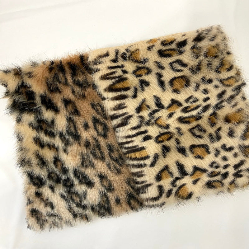 Mocha Brown Leopard Print Faux Fur Fabric