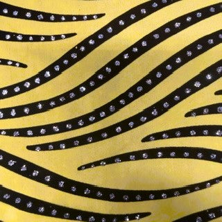 Zebra Flocked Elite Spandex 4-Way Stretch Fabric | Spandex Palace  Gold with Black