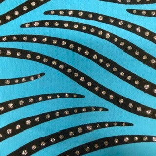 Zebra Flocked Elite Spandex 4-Way Stretch Fabric | Spandex Palace  Turq with Black