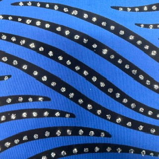 Zebra Flocked Elite Spandex 4-Way Stretch Fabric | Spandex Palace  Royal with Black