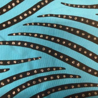 Zebra Flocked Elite Spandex 4-Way Stretch Fabric | Spandex Palace  Turq with Black