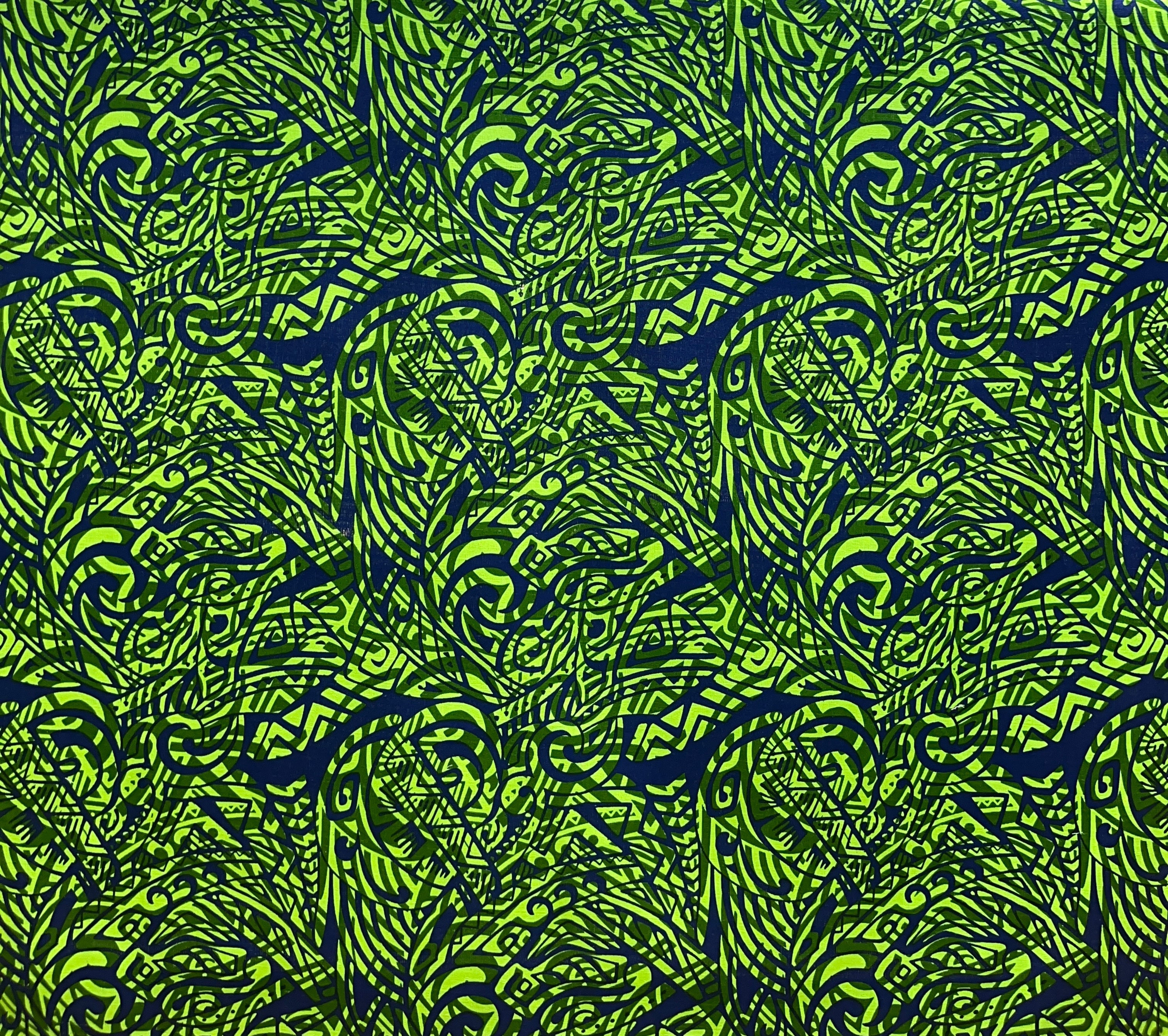 Traditional Polynesian Tattoo Swirl design Fabric | Cotton Light Barkcloth  |  Spandex Palace