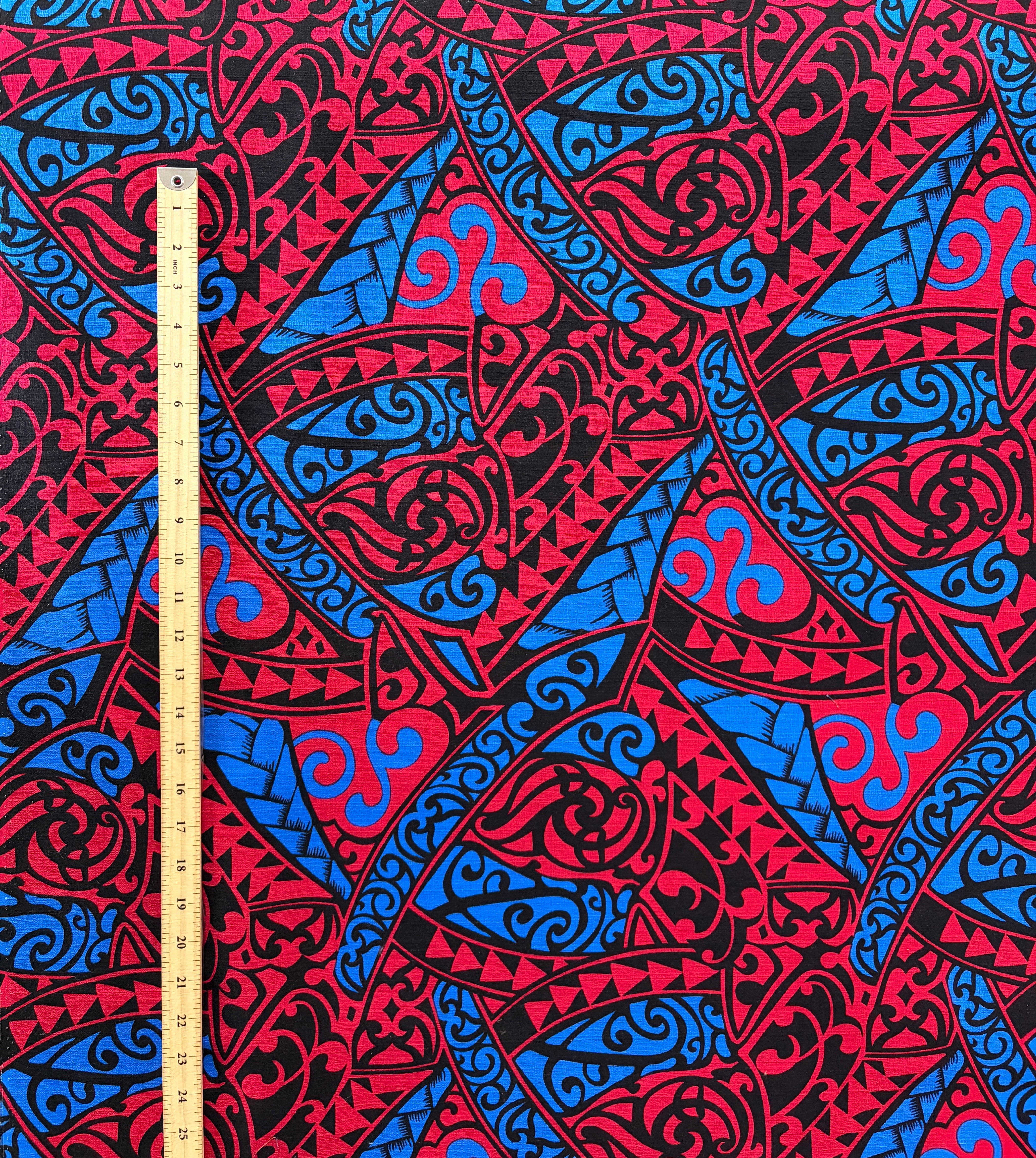 Polynesian Tribal Triangle formation design Fabric | Light Barkcloth