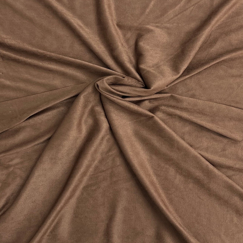 Mocha Brown Stretch Faux Suede Knit Fabric