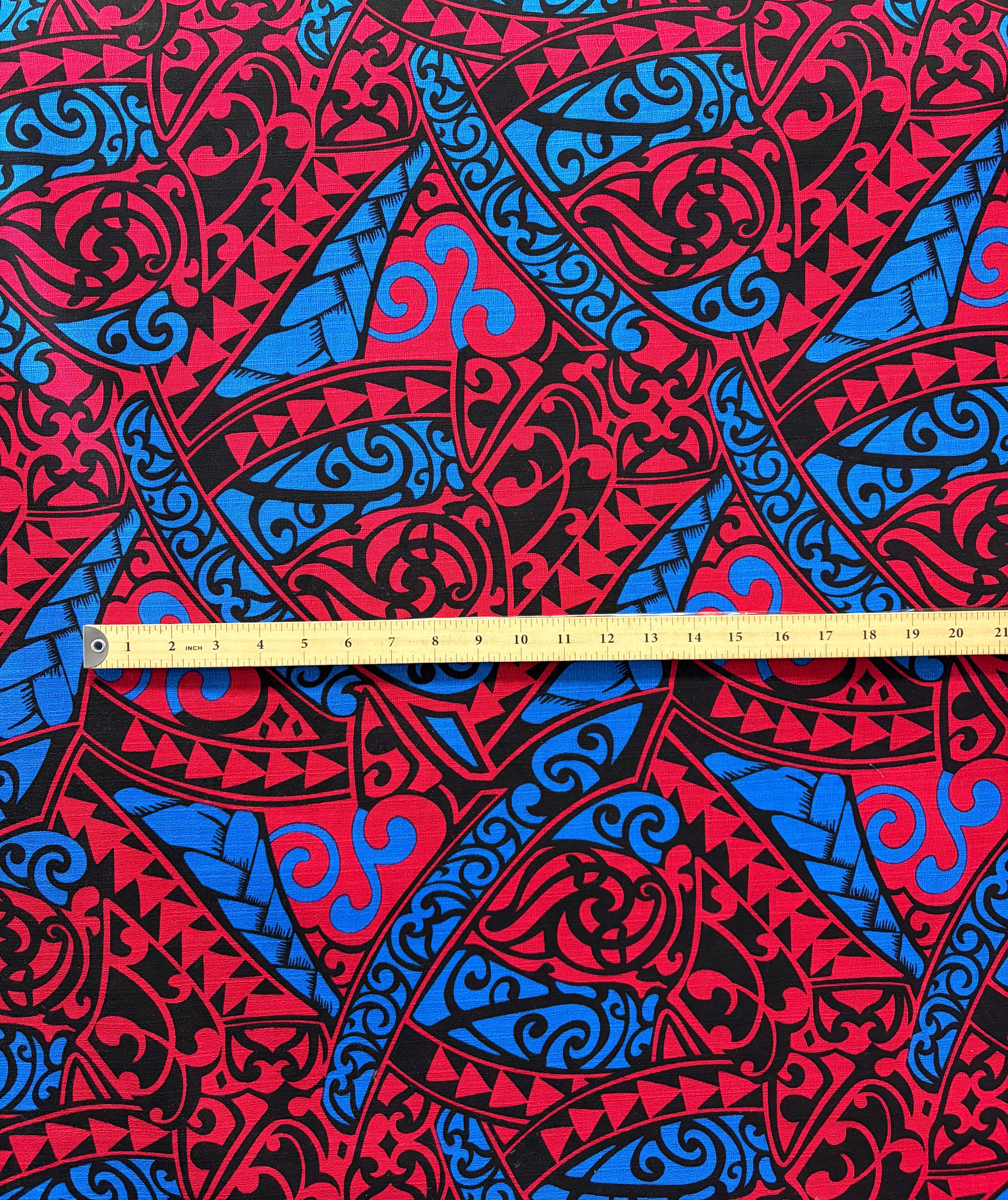 Polynesian Tribal Triangle formation design Fabric | Light Barkcloth