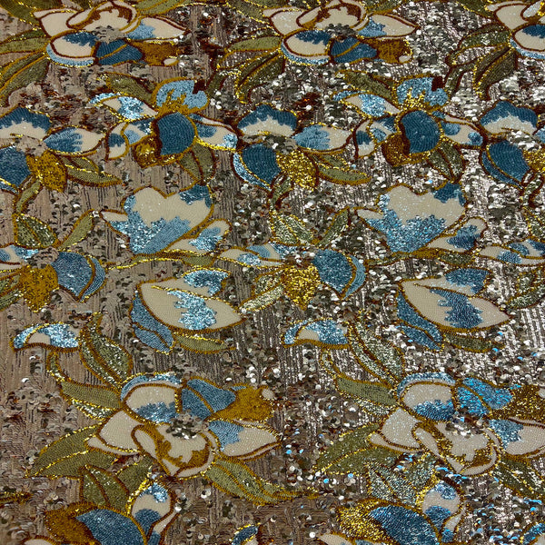 Gold Giselle Multicolor Floral Sequins Fabric