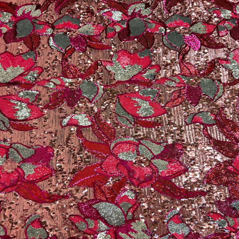 Giselle Multicolor Floral Stretch Sequins Fabric