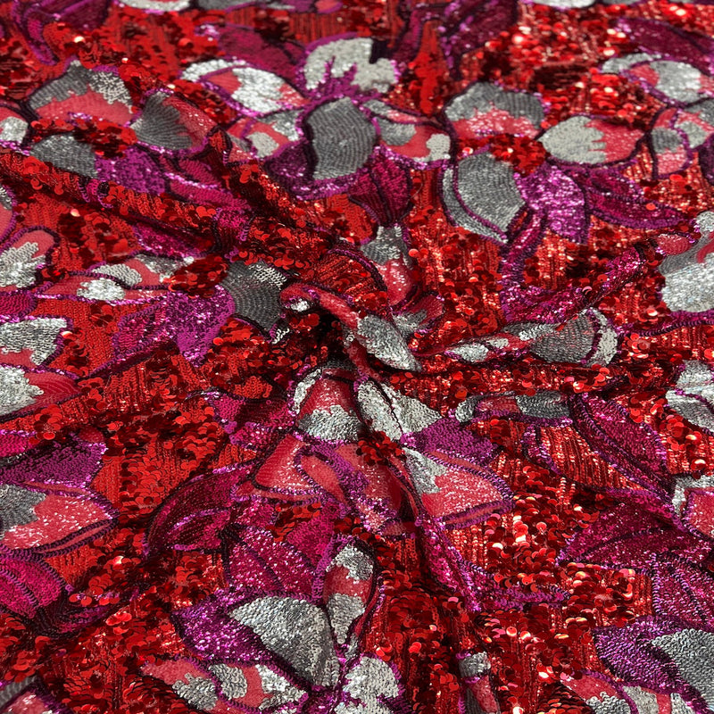 Giselle Multicolor Floral Stretch Sequins Fabric