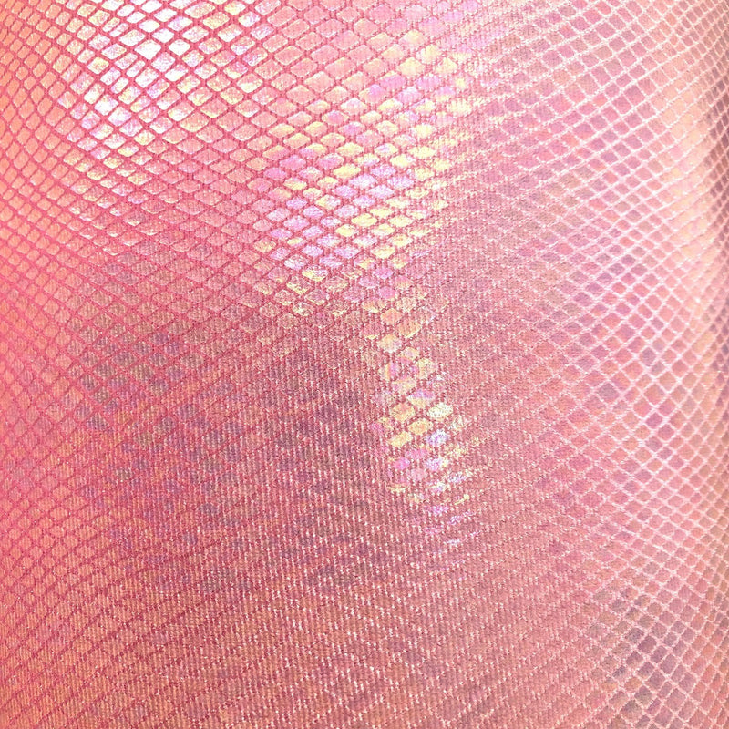 Pink Venom Snake Skin Stretch Velvet Iridescent Spandex Fabric