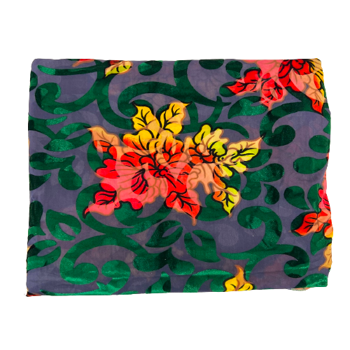 Hunter Green Bombay Multicolor Floral Burnout Stretch Velvet Fabric