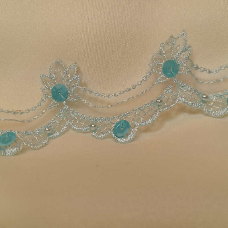 Beaded Lace Trimming Embroidered on 100% Polyester Organza | Lace USA - KZ-22