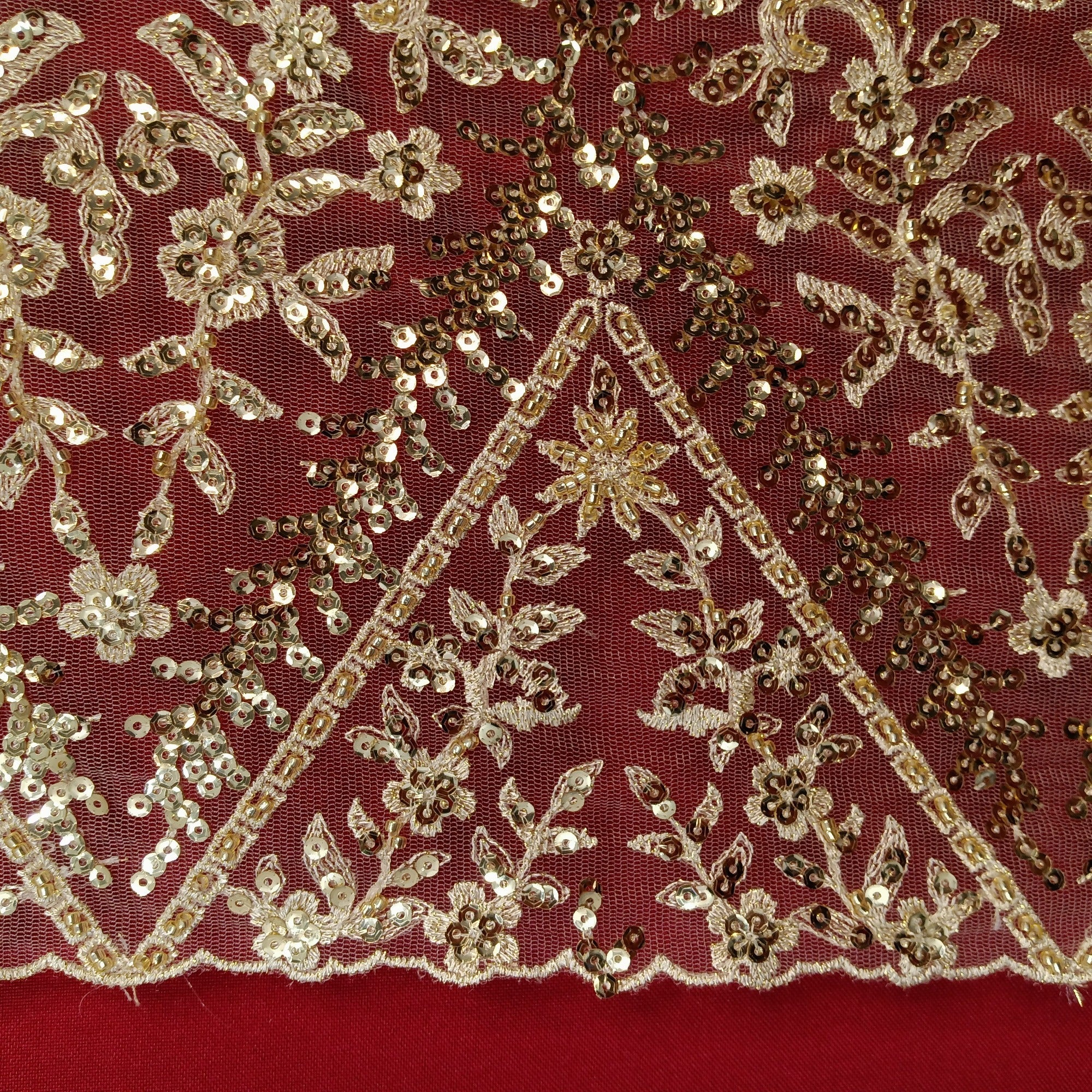 Beaded & Sequined Lace Fabric Embroidered on 100% Polyester Net Mesh | Lace USA - GD-66722