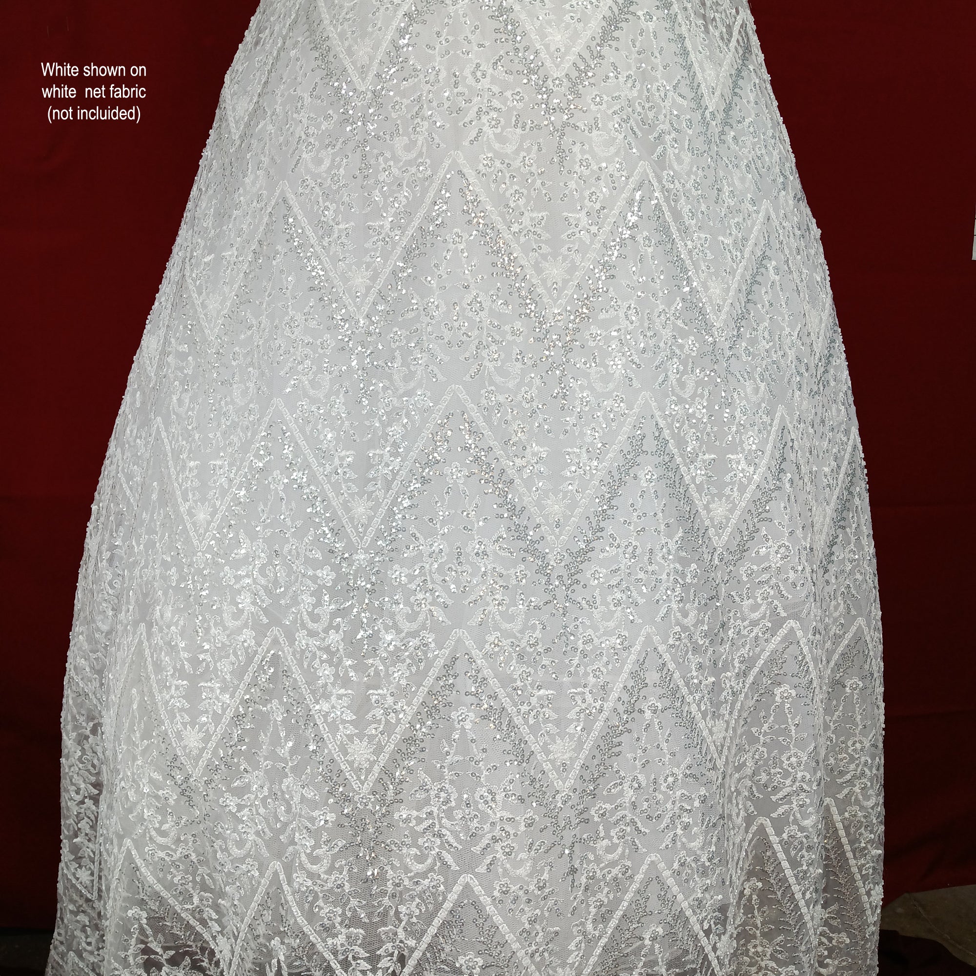 Beaded & Sequined Lace Fabric Embroidered on 100% Polyester Net Mesh | Lace USA - GD-66722