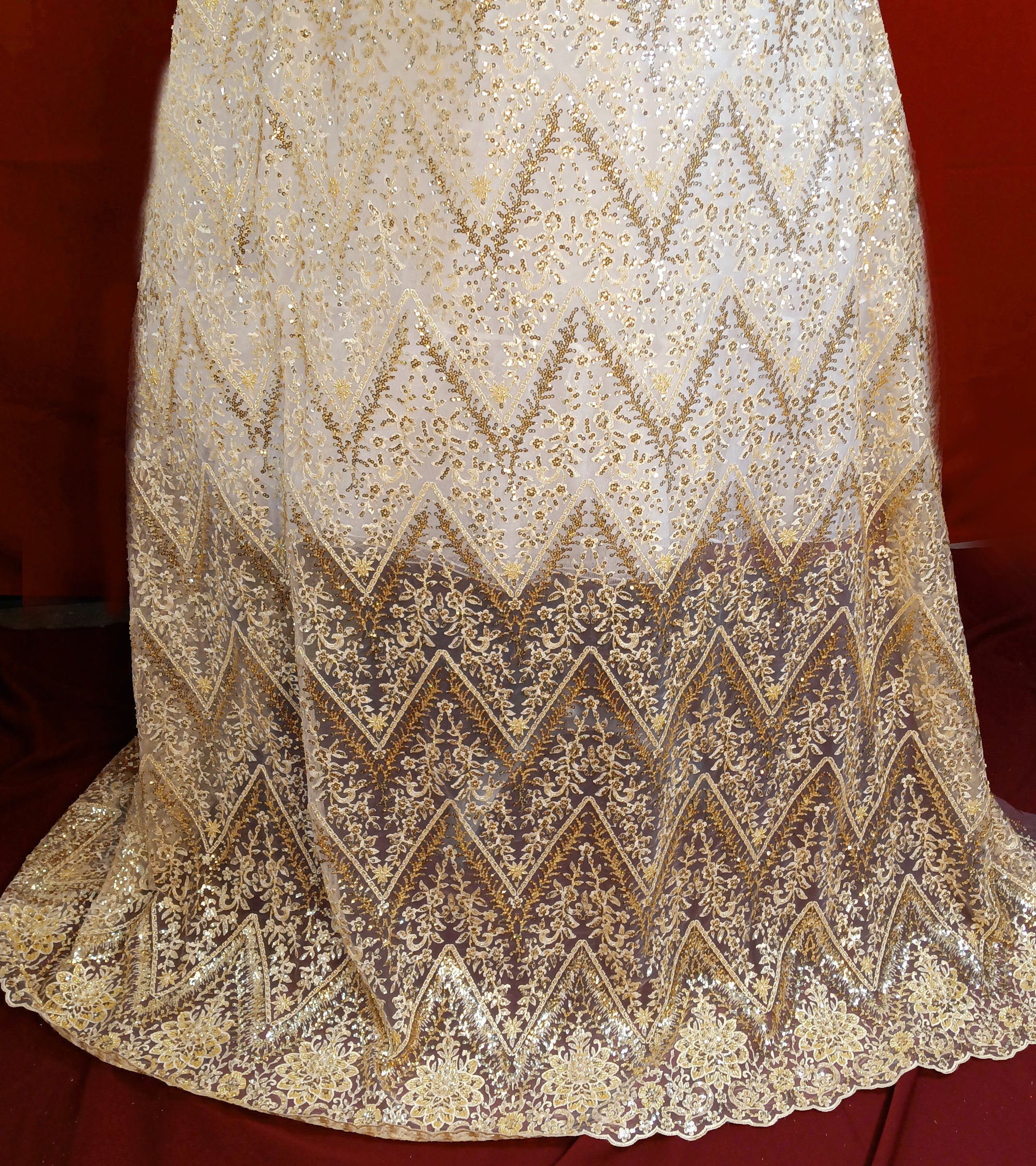 Beaded & Sequined Lace Fabric Embroidered on 100% Polyester Net Mesh | Lace USA - GD-66722