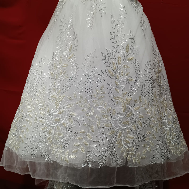 Beaded & Sequined Lace Fabric Embroidered on 100% Polyester Net Mesh | Lace USA - GD-67216