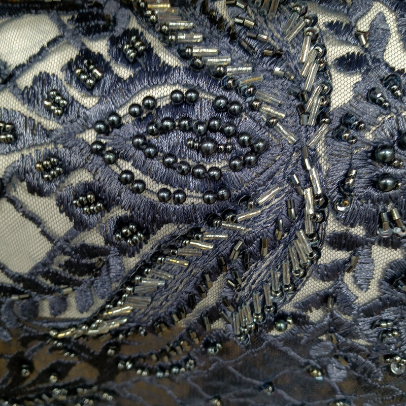 Beaded Lace Fabric Embroidered on 100% Polyester Net Mesh | Lace USA - GD-113