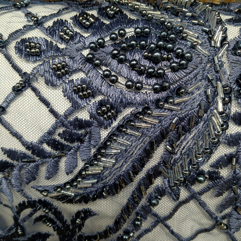 Beaded Lace Fabric Embroidered on 100% Polyester Net Mesh | Lace USA - GD-113