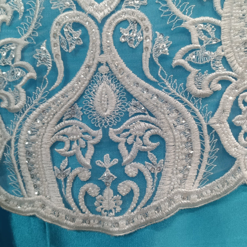 Beaded Lace Fabric Embroidered on 100% Polyester Net Mesh | Lace USA - GD-61416