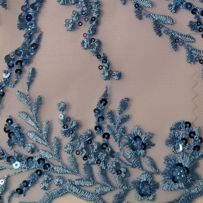 Beaded Lace Fabric Embroidered on 100% Polyester Net Mesh | Lace USA - GD-132