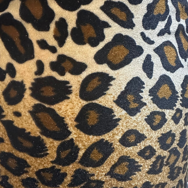 2 Way Stretch Polyester Leopard Pane Fabric | Spandex Palace Brown