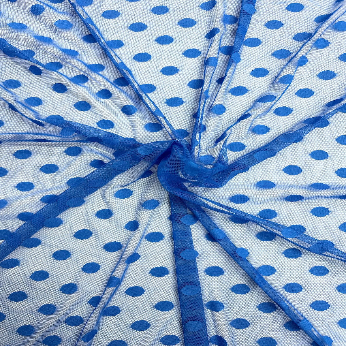 Flocked Polka Dot Mesh Fabric | Spandex Palace