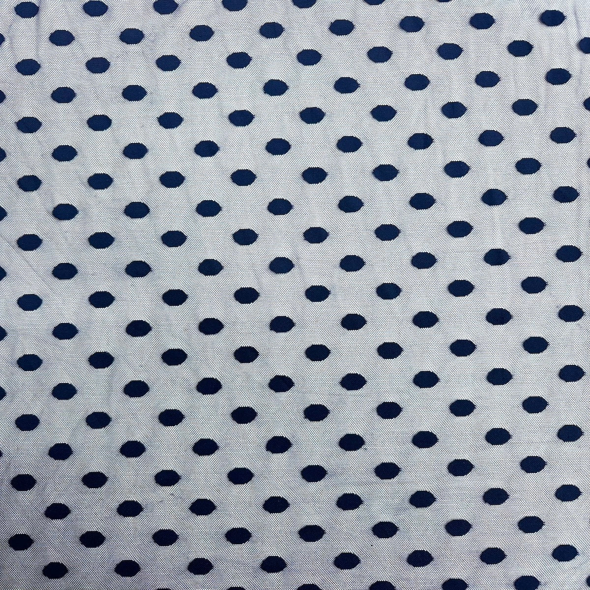 Flocked Polka Dot Mesh Fabric | Spandex Palace