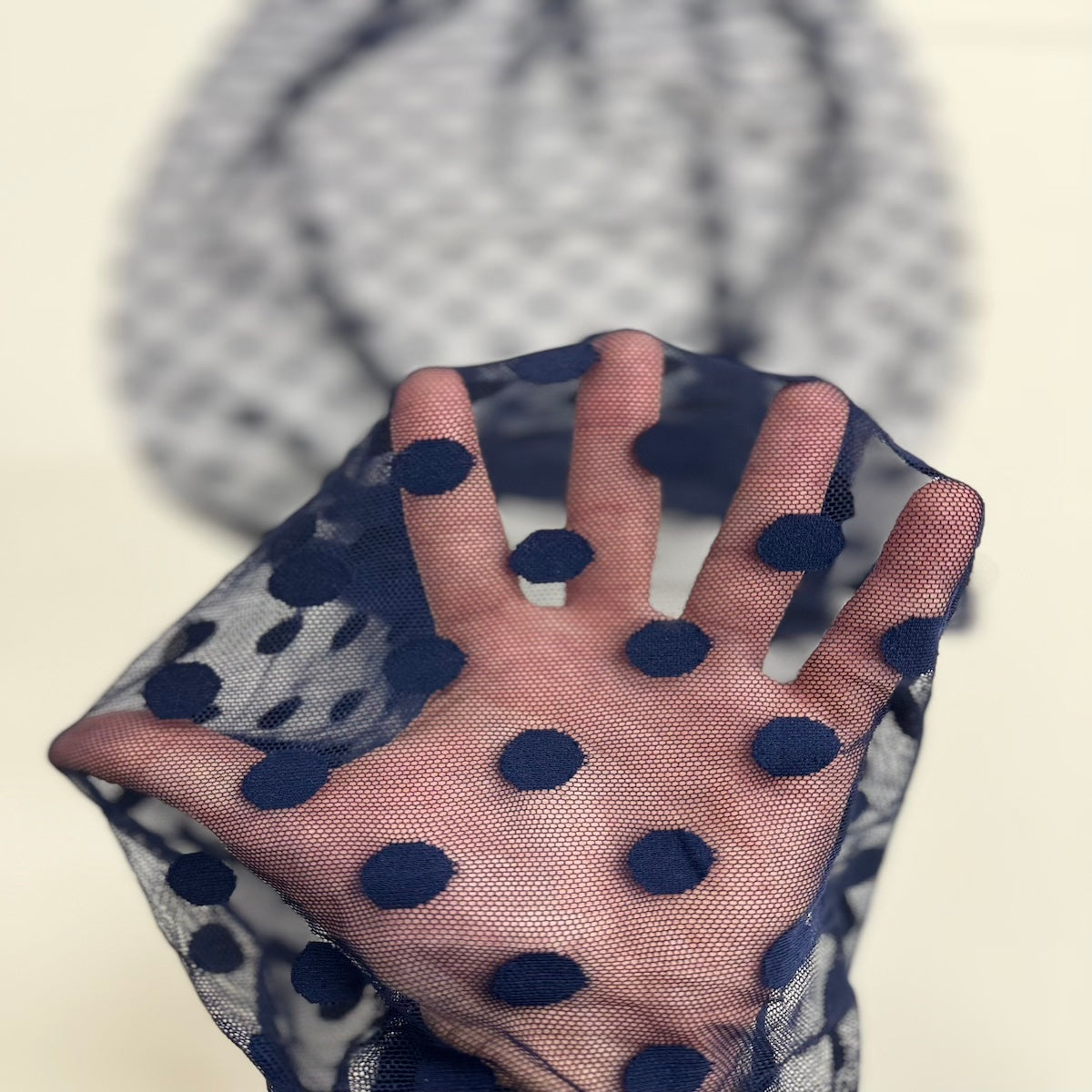 Flocked Polka Dot Mesh Fabric | Spandex Palace