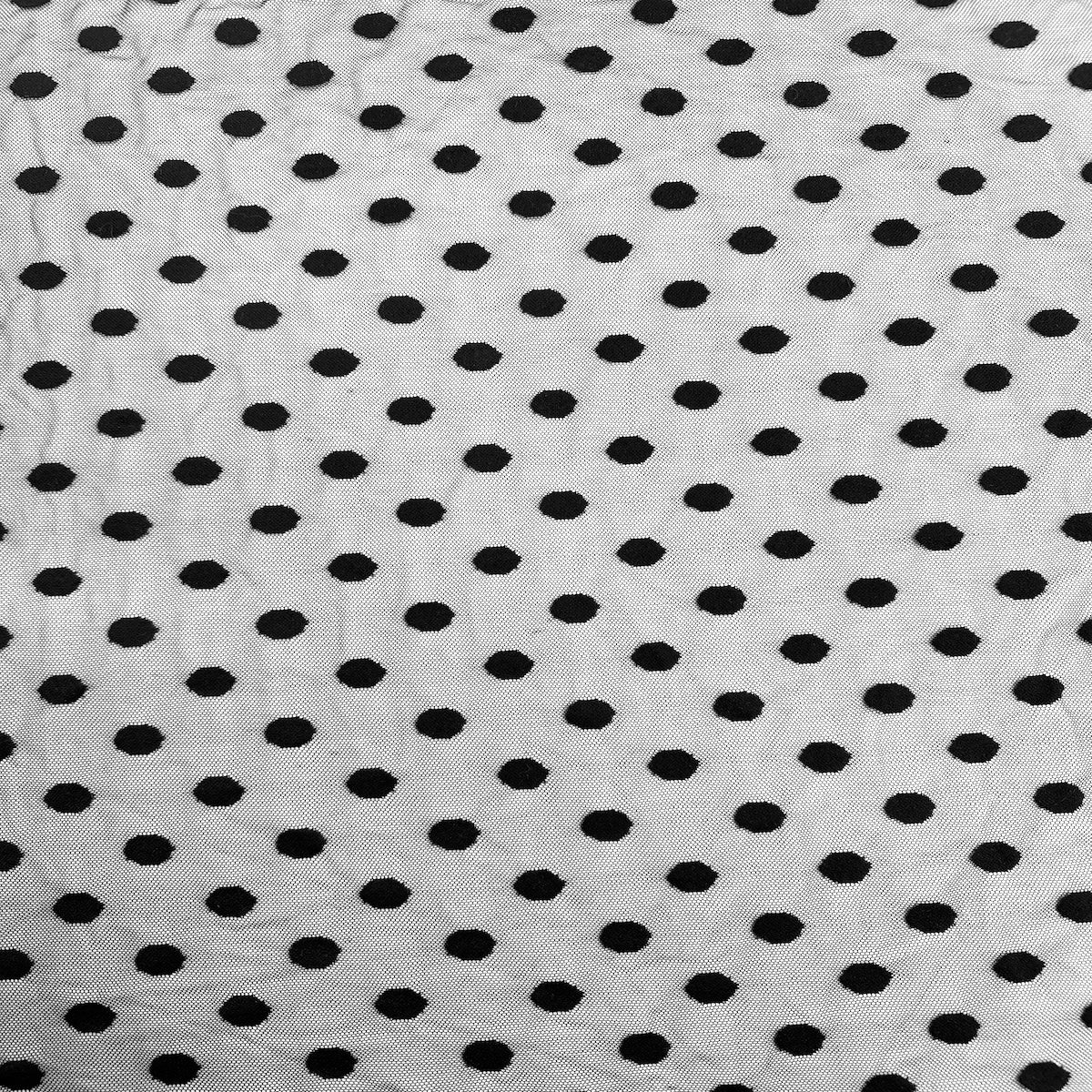 Flocked Polka Dot Mesh Fabric | Spandex Palace