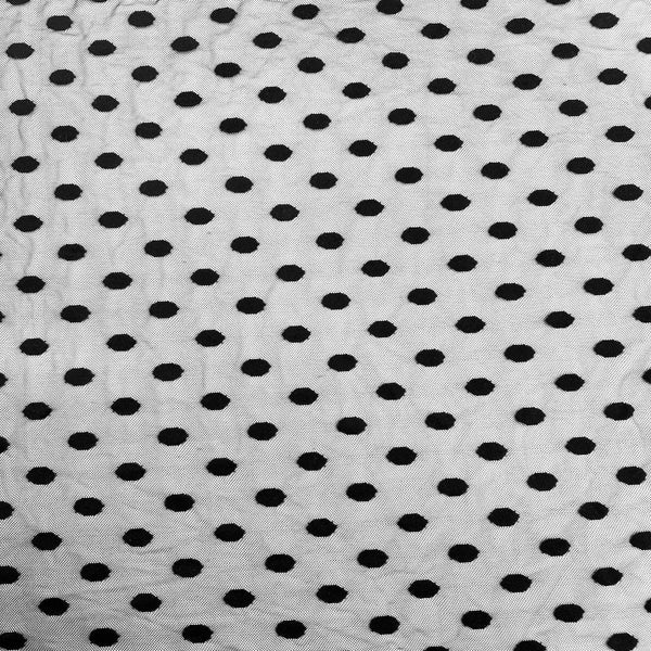 Black Flocked Polka Dot Mesh Fabric