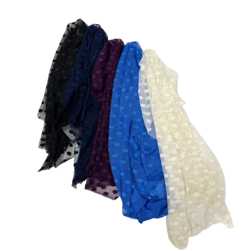 Flocked Polka Dot Mesh Fabric | Spandex Palace