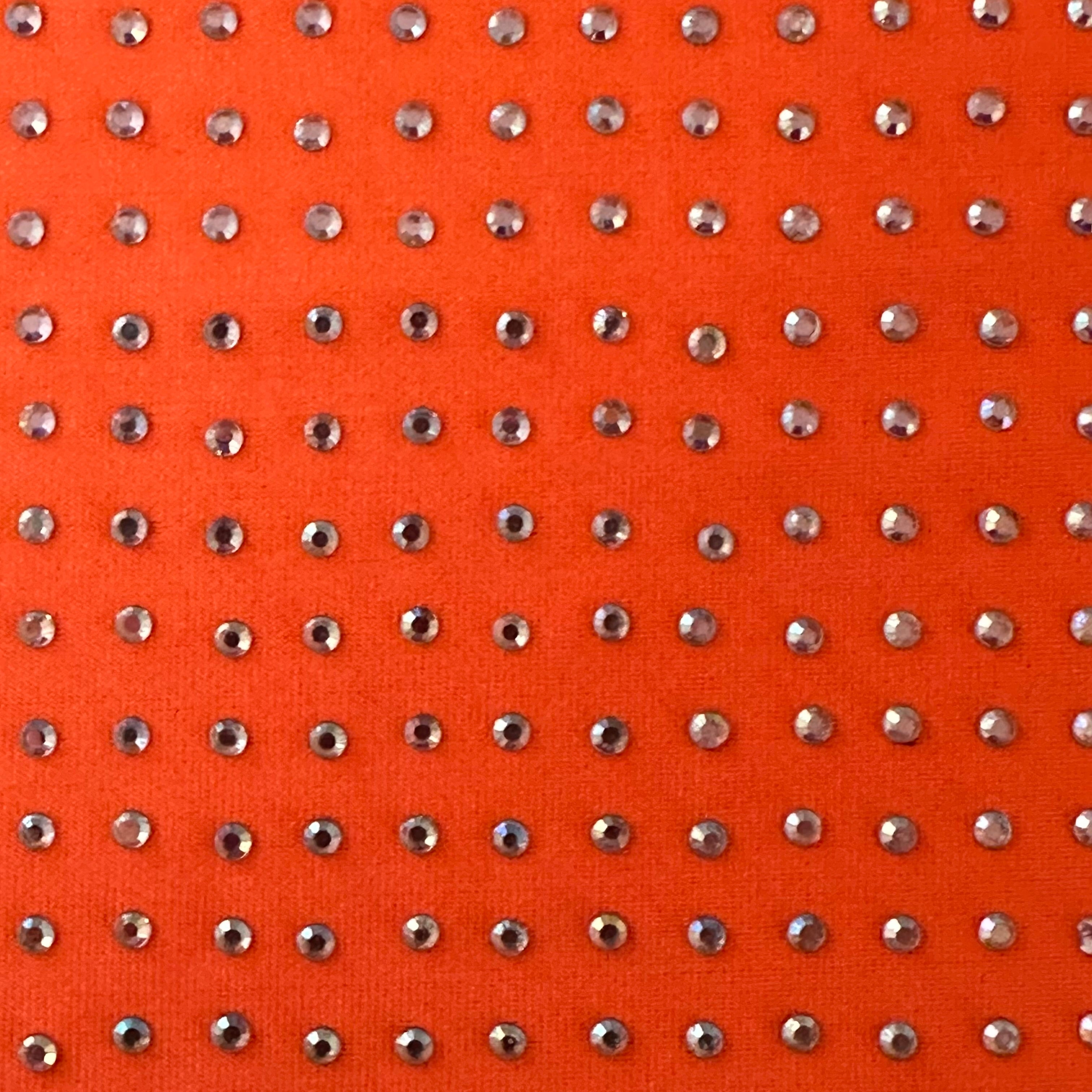 4 Way Stretch Polyester Spandex Rhinestones | Spandex Palace Orange AB