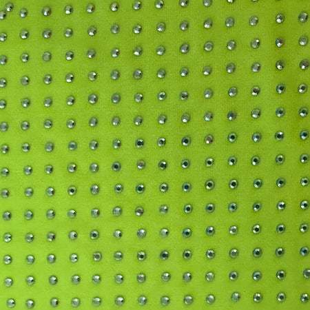 4 Way Stretch Polyester Spandex Rhinestones | Spandex Palace Neon Lime AB