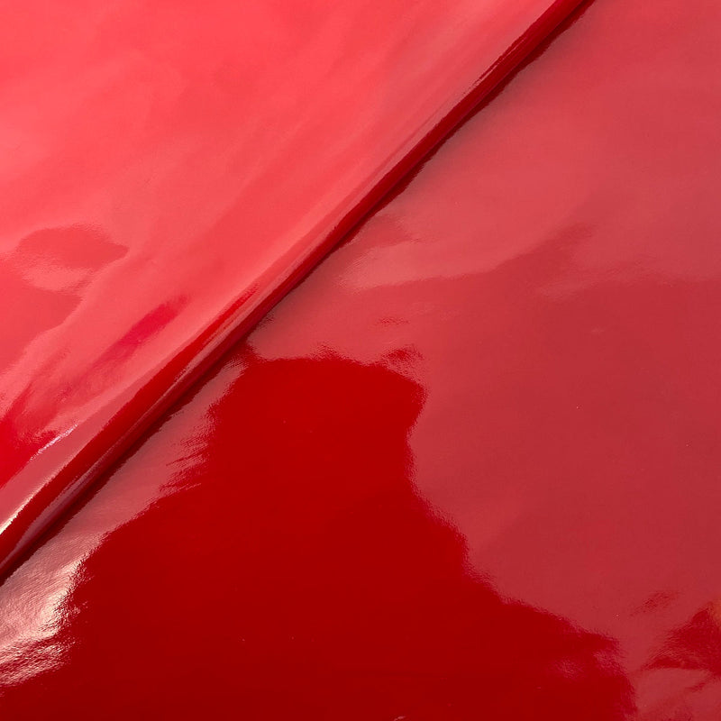 Red Faux Patent Leather Apparel Vinyl Fabric