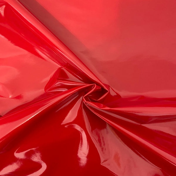 Red Faux Patent Leather Apparel Vinyl Fabric