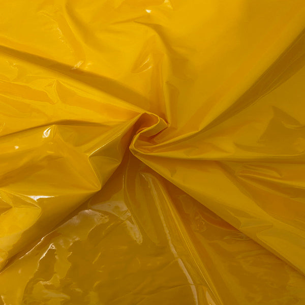 Yellow Faux Patent Leather Apparel Vinyl Fabric