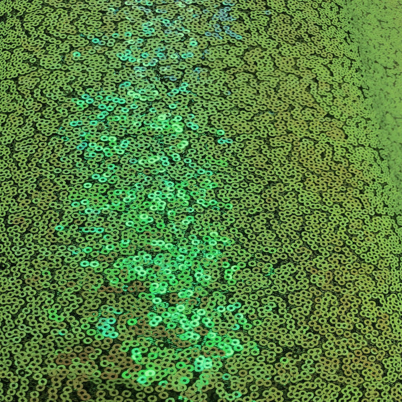 Neon Green Iridescent All Over Sequins Fabric