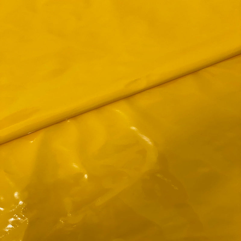 Yellow Faux Patent Leather Apparel Vinyl Fabric