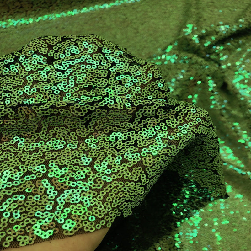 Neon Green Iridescent All Over Sequins Fabric