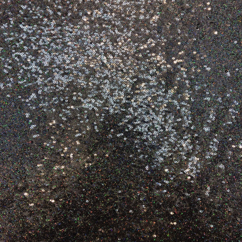 Black Iridescent All Over Sequins Fabric