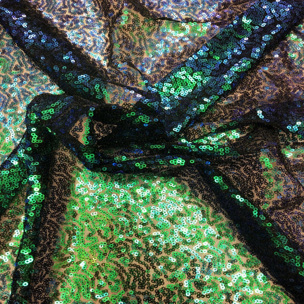 Green Iridescent All Over Sequins Fabric